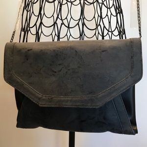 Faux Suede and Leather Crossbody Purse